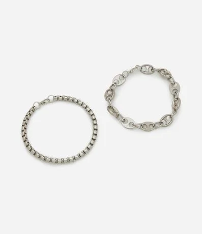 Kit 02 Pulseras de Cadena en Metal Liso