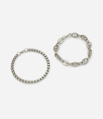 Kit 02 Pulseras de Cadena en Metal Liso 3