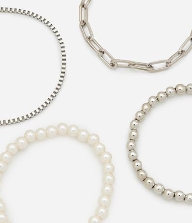 Kit 04 Pulseiras en Metal y Perlas con Modelo Variados 2