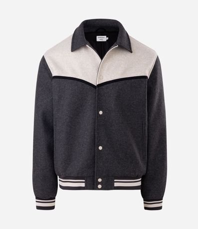 Campera Polyvelour Bicolor con Cuello Polo 4
