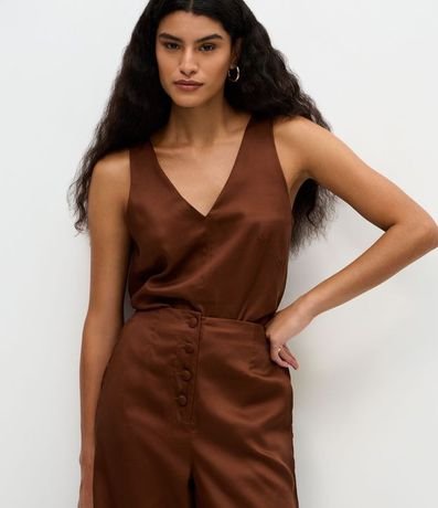 Blusa en Liocel con Escote U y Pliegues no Busto