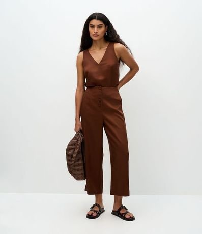 Pantalón Pantacourt en Liocel con Botones Forrados