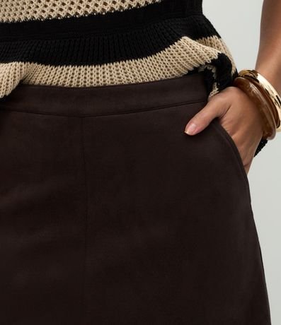 Pollera Recta Larga en Gamuza con Cintura Estructurada 4