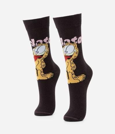 Media Caña Larga en Algodón con Estampado Garfield