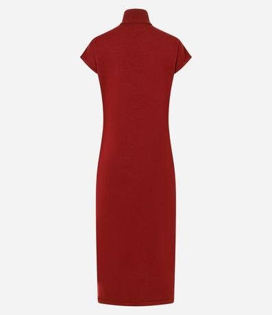 Vestido Midi en Punto con Cuello Alto y Manga Corta sin Sisa 3