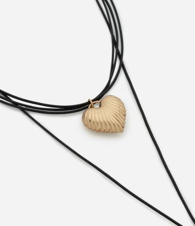 Collar en Capas con Colgante Corazón Texturizado 2