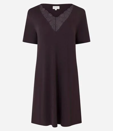 Camisón de Viscosa con Escote V en Encaje