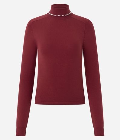 Blusa Regular en Punto con Aplicación de Lunares en el Cuello 5