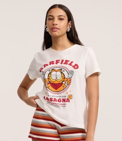 Remera en Algodón con Estampado Garfield Lasagna