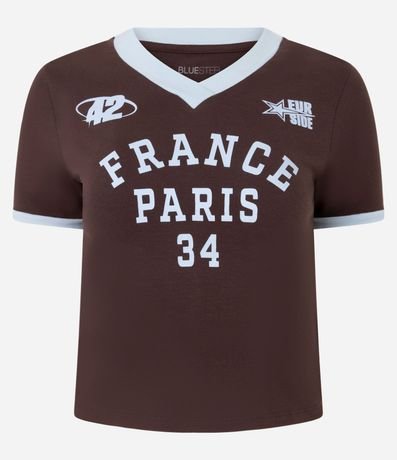 Remera New T-shirt con Lettering France Paris 5