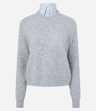 Suéter Regular en Tricot con Efecto de Cuello Superpuesto 4