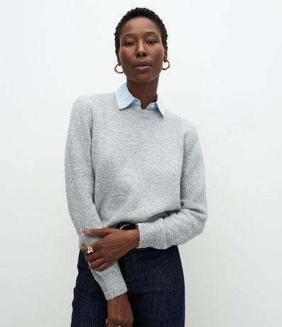 Suéter Regular en Tricot con Efecto de Cuello Superpuesto