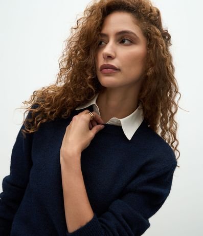 Suéter Regular en Tricot con Efecto de Cuello Superpuesto 3