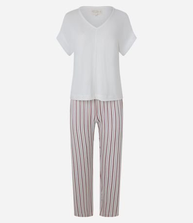 Pijama Largo con Pantalón Rayada