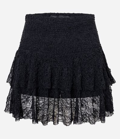 Short Pollera en Encaje con Textura y Babados 5