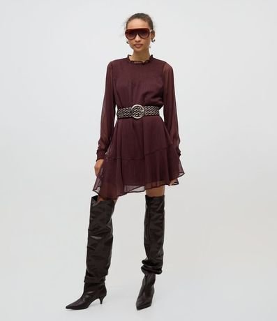 Vestido Corto con Cuello Alto y Pollera Gode 2