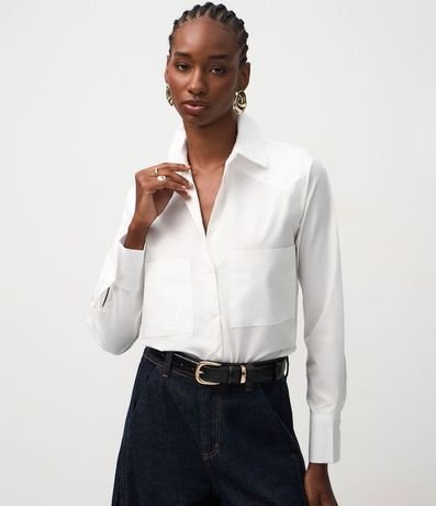 Camisa Manga Larga en Algodón con Bolsillos Delanteros 1