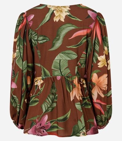 Blusa en Viscosa con Escote V y Estampado Floral 8