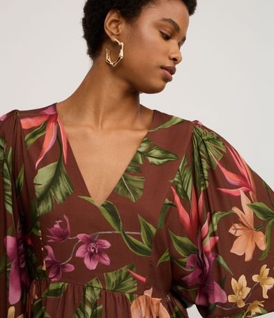 Blusa en Viscosa con Escote V y Estampado Floral 3