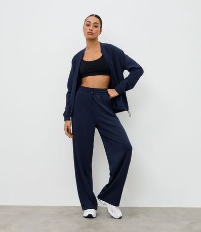 Pantalón Deportivo Recto en Modal con Detalle en Rib