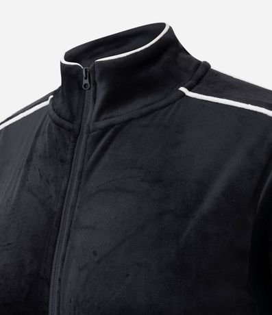 Campera Deportiva en Plush con Piping Contrastante 4