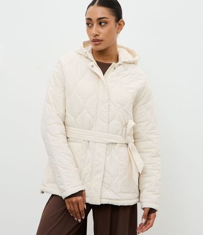 Campera Acolchonada Alargada con Cinturón