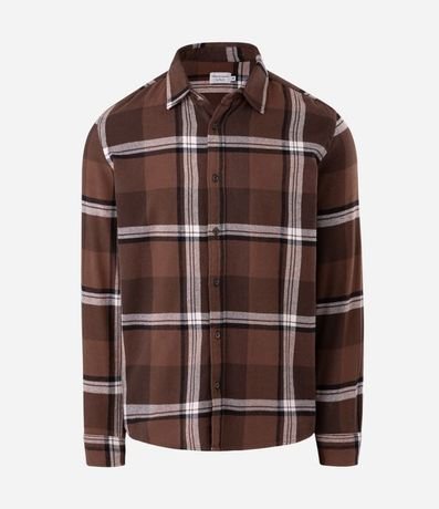 Camisa Regular en Franela con Estampado de Cuadros 5