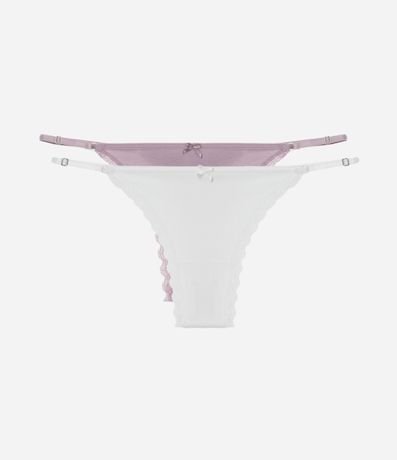 Kit 02 Bombachas Hilo Doble con Encaje Ondulada 1