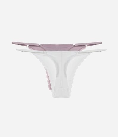 Kit 02 Bombachas Hilo Doble con Encaje Ondulada 2