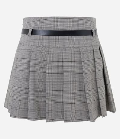 Short Pollera Sastre de Cuadros Plegado con Cinturón 6