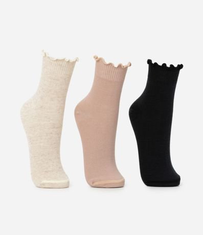 Kit 03 Medias Cano Mediana en Algodón con Puño Delicado 2