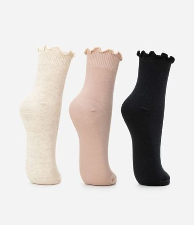 Kit 03 Medias Cano Mediana en Algodón con Puño Delicado 3