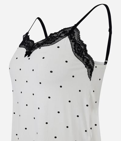 Pijama Corta en Viscosa con Encaje y Estampa de Lunares 5