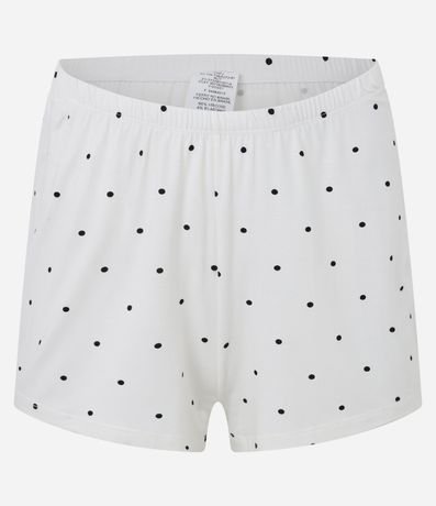 Pijama Corta en Viscosa con Encaje y Estampa de Lunares 7