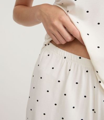 Pijama Corta en Viscosa con Encaje y Estampa de Lunares 3