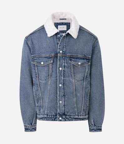 Campera Masculina Jeans con Cuello en Chenille 4