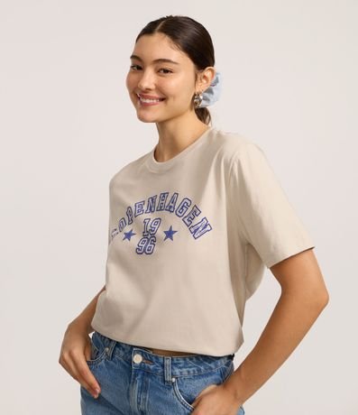 Remera en Algodón con Estampado Lettering Copenhagen 1996