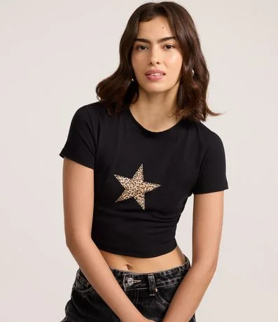 Remera en Algodón con Estrela de Animal Print 3