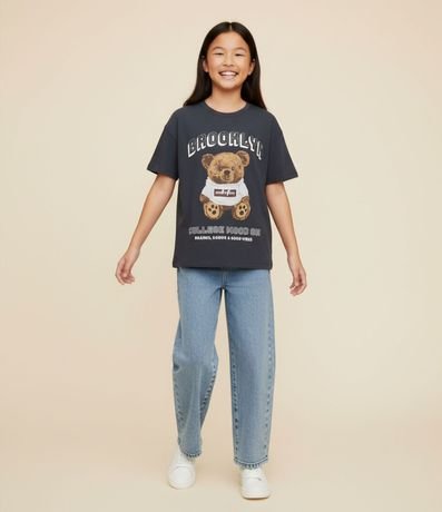 Remera Infantil con Estampado de Oso – Talle 7 a 14 años
