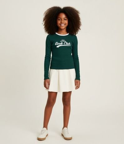 Blusa Infantil en Rib con Lettering Book Club – Talle 7 a 16 años
