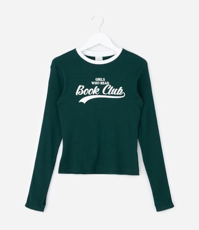 Blusa Infantil en Rib con Lettering Book Club – Talle 7 a 16 años 2