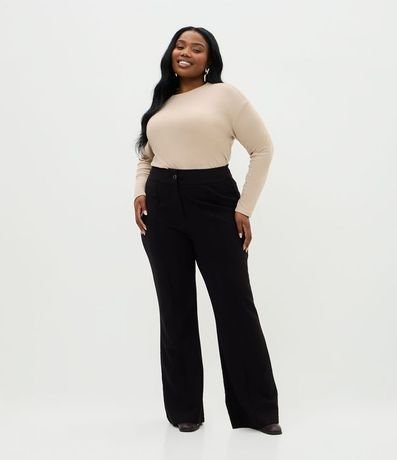 Pantalón Flare Ponto Roma con Nervura Curve & Plus Size