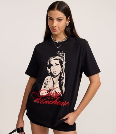Remera en Algodón con Estampado Amy Winehouse