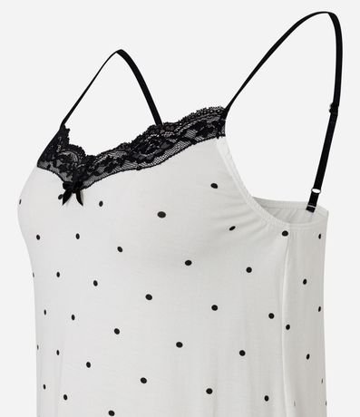 Camisón de Bretel Fino con Estampado de Lunares y Encaje Aplicada 2