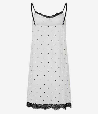 Camisón de Bretel Fino con Estampado de Lunares y Encaje Aplicada 3