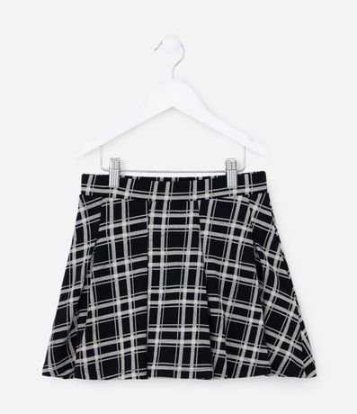 Pollera Infantil en Cotton de Cuadros con Pliegues y Short – Talle 5 a 14 años