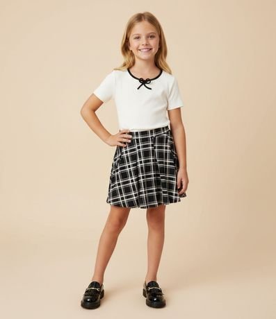 Pollera Infantil en Cotton de Cuadros con Pliegues y Short – Talle 5 a 14 años 1