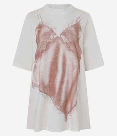 Remera Regular en Algodón con Estampa de Vestido