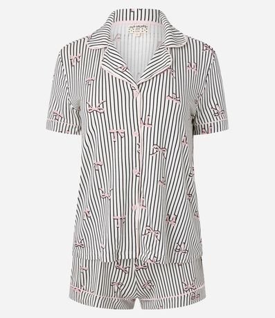 Pijama Short Doll en Viscolycra con Estampado Rayada y Moñitas