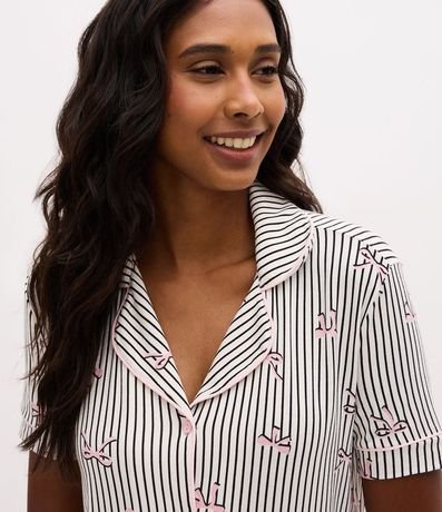 Pijama Short Doll en Viscolycra con Estampado Rayada y Moñitas 2